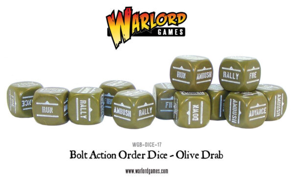 Bolt Action  Orders Dice - Olive Drab (12)