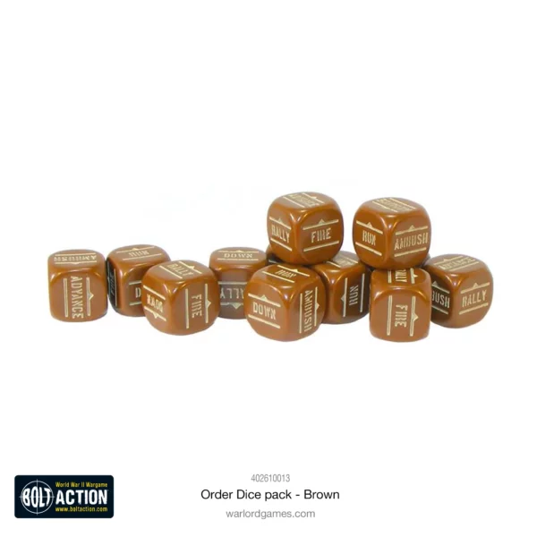 Bolt Action:  Orders Dice Pack - Brown - Imagen 2